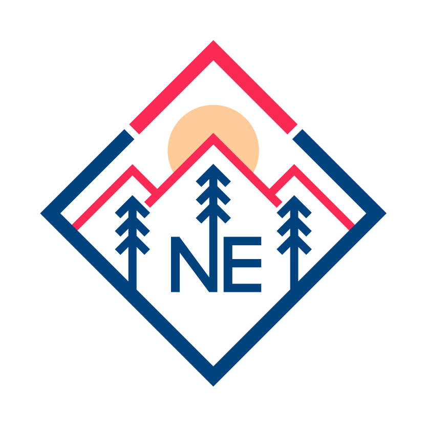 Northern Edge Counseling logo in color with mountain and sunrise graphic